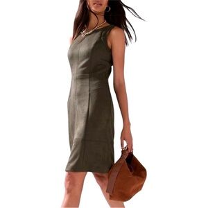 White House Black Market Olive Sleeveless Suede Dress